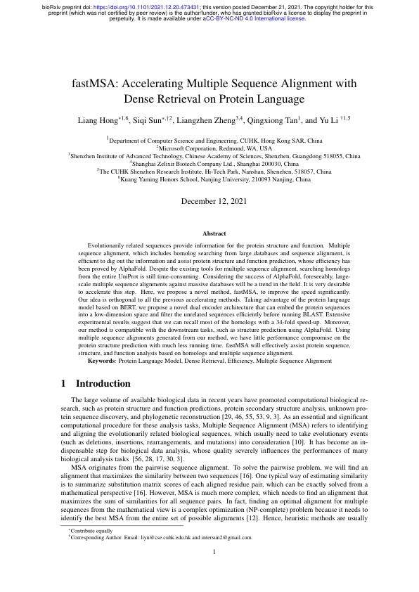 fastMSA: Accelerating Multiple Sequence Alignment with De...