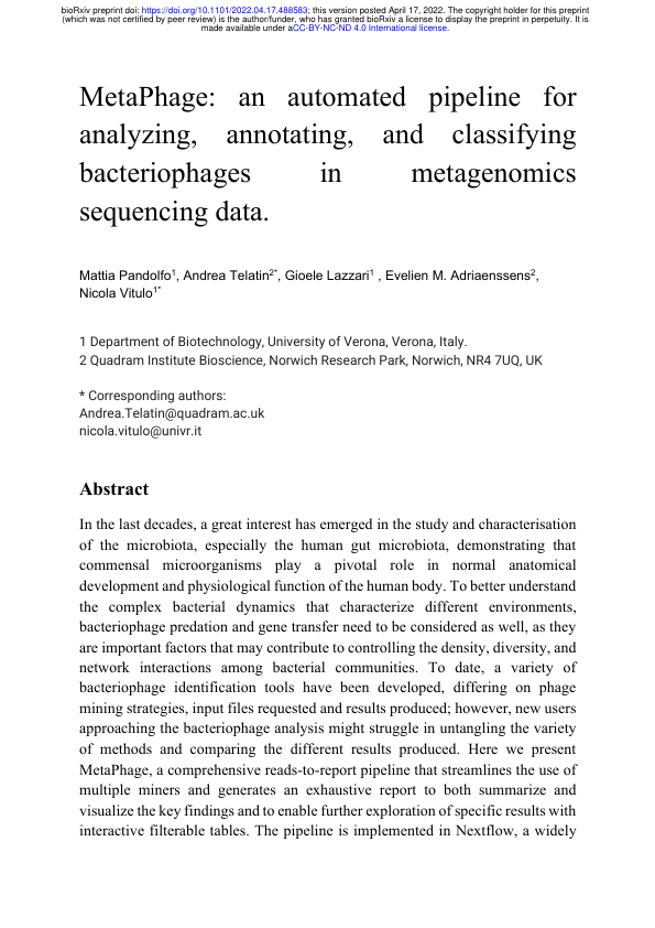 Metphage MetaPhage: an automated pipeline for analyzing, annotatin... | ResearchHub