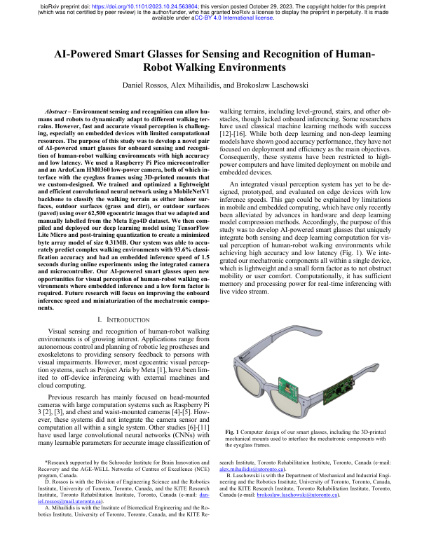 Standing Algorithm Goggles AI-Powered Smart Glasses for Sensing and Recognition of Human-Robot ...
