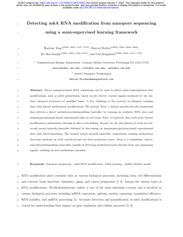 Detecting m6A RNA modification from nanopore sequencing using a semi ...